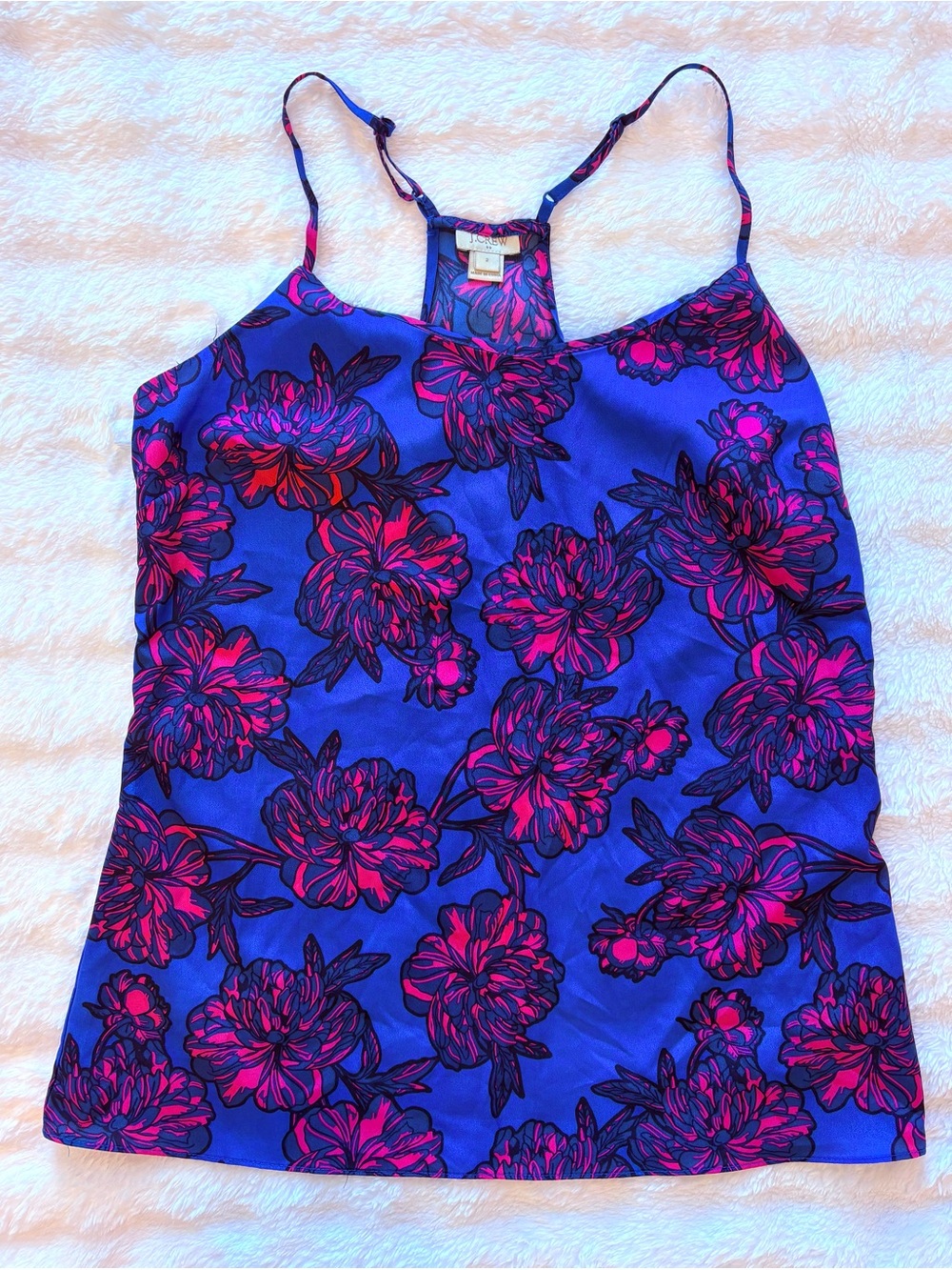 J.crew floral print tank blue pink size 2